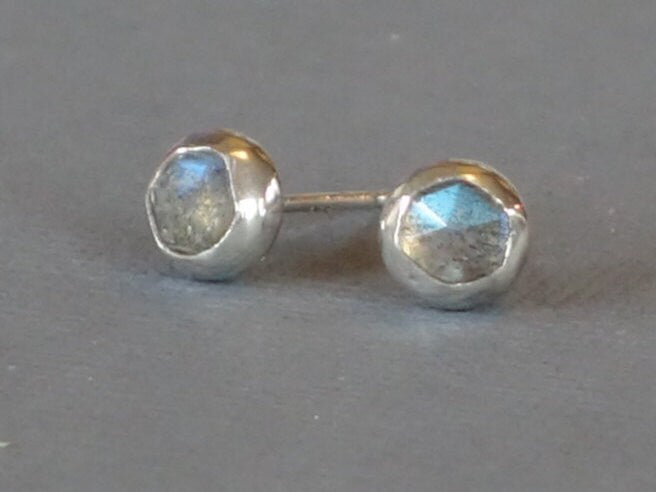 Labradorite Studs, Labradorite post Earrings, Gemstone Stud earrings, Bezel Set Labradorite Earrings