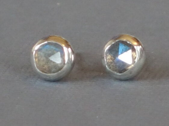 Labradorite Studs, Labradorite post Earrings, Gemstone Stud earrings, Bezel Set Labradorite Earrings