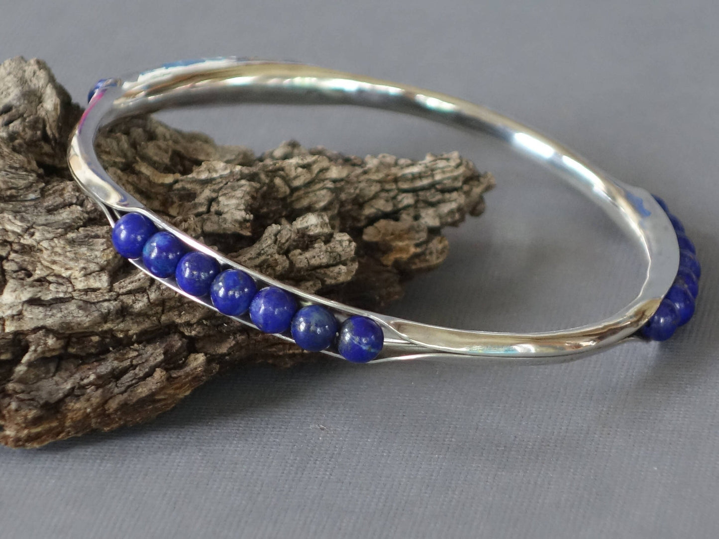 Lapis Bracelet, Anticlastic Lapis Bangle, Metalwork Bangle, Blue Bracelet, Blue Bangle, Anticlastic Bangle