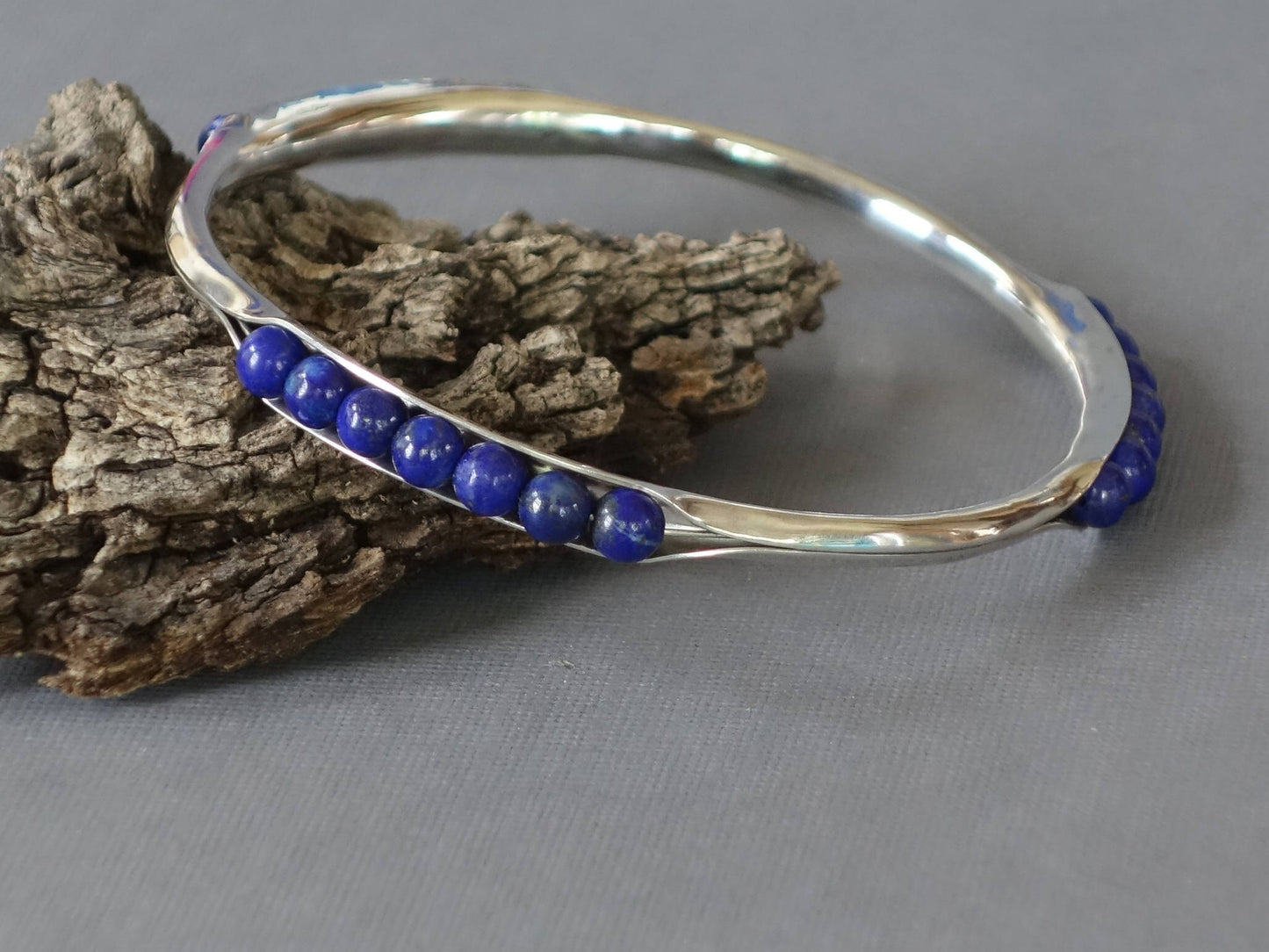 Lapis Bracelet, Anticlastic Lapis Bangle, Metalwork Bangle, Blue Bracelet, Blue Bangle, Anticlastic Bangle
