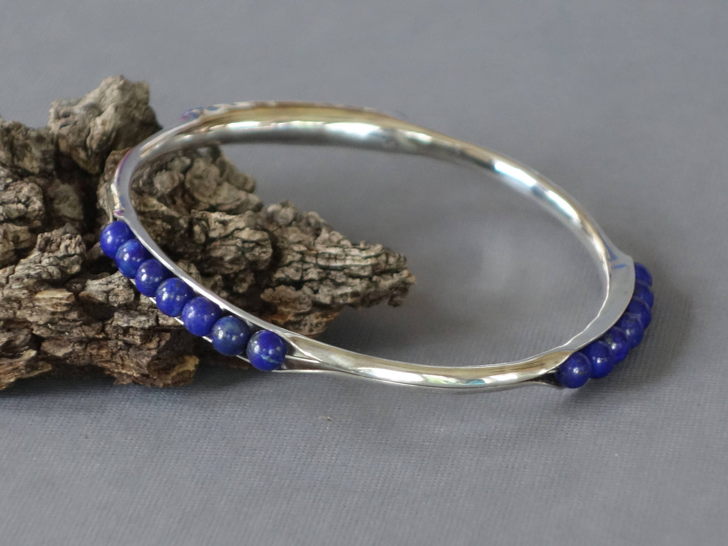 Lapis Bracelet, Anticlastic Lapis Bangle, Metalwork Bangle, Blue Bracelet, Blue Bangle, Anticlastic Bangle