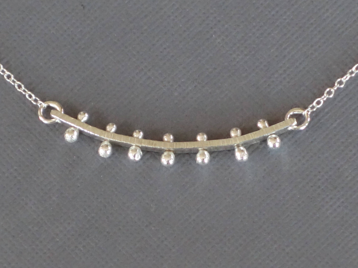 Silver Curved Bar Necklace, Studded Curved Bar Necklace, Minimalist Jewelry, Bar Necklace, Sterling Silver Layering Necklace, Fancy Bar