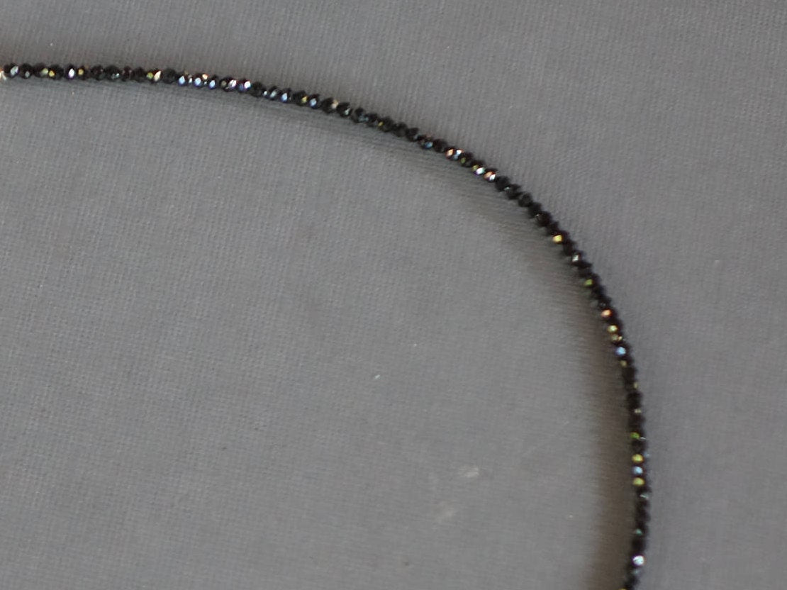Black Spinel Necklace with 14k yellow gold clasp, Faceted Spinel Necklace