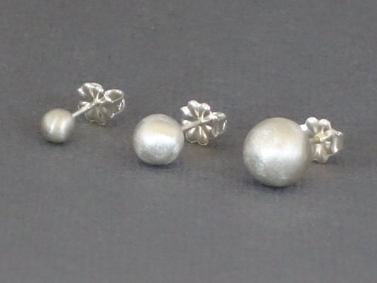 Sterling Silver Studs, Textured Silver Studs, Silver Post Earrings, choose size