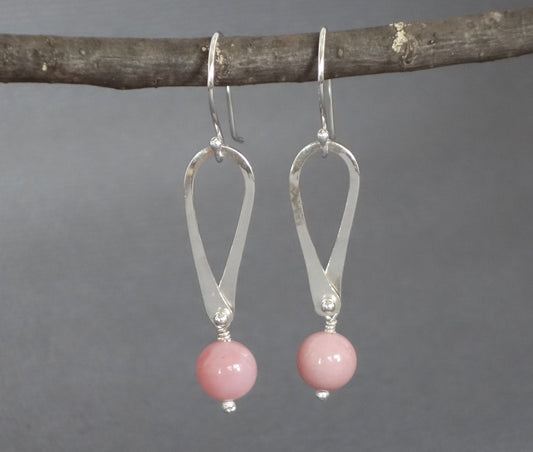 Opal Earrings, Pink Opal Earrings, Pink Earrings, Teardrop Earrings, Opal Dangle Earrings