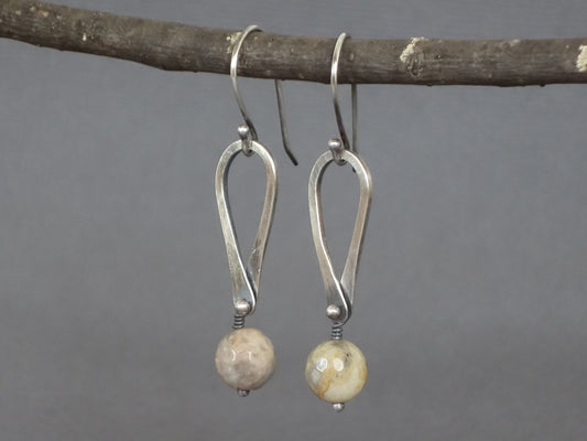 Agate Earrings, Teardrop Earrings, Faceted Agate Earrings, Agate Dangle, neutral earring, everyday earring