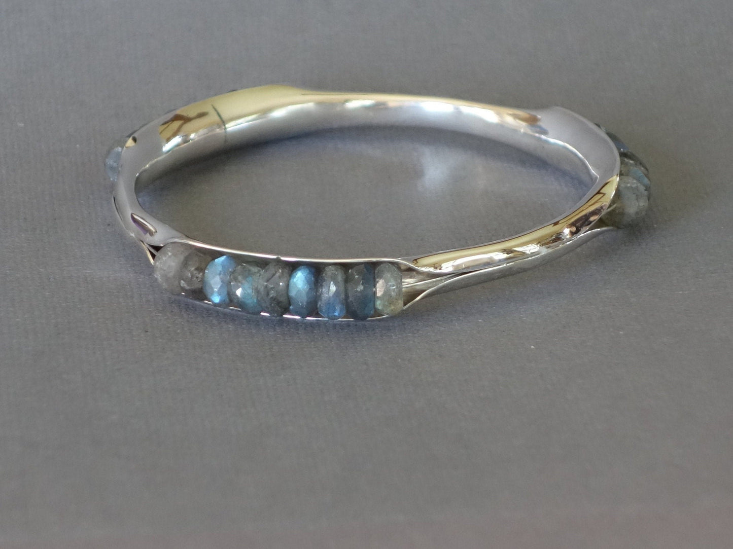 Labradorite Bangle, Anticlastic Bangle, Labradorite Bracelet, Gemstone Bangle