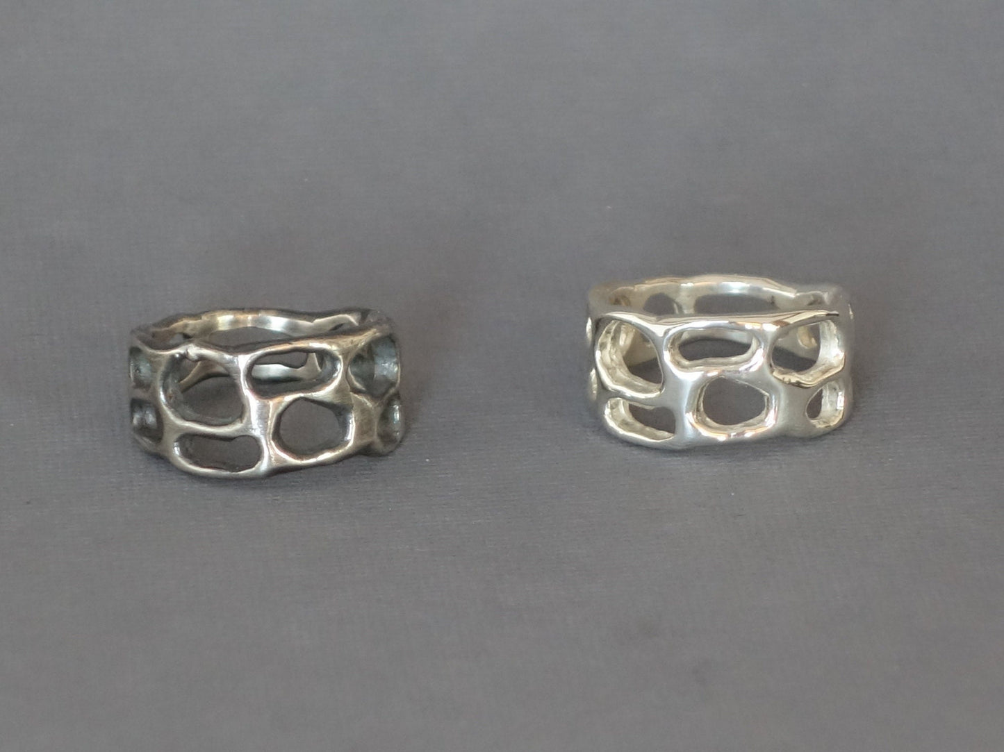 Silver Moon Crater Ring, Lunar Crater Ring, Sterling Silver Moon Ring, Brutalist Oxidized Silver Ring, Tapered band