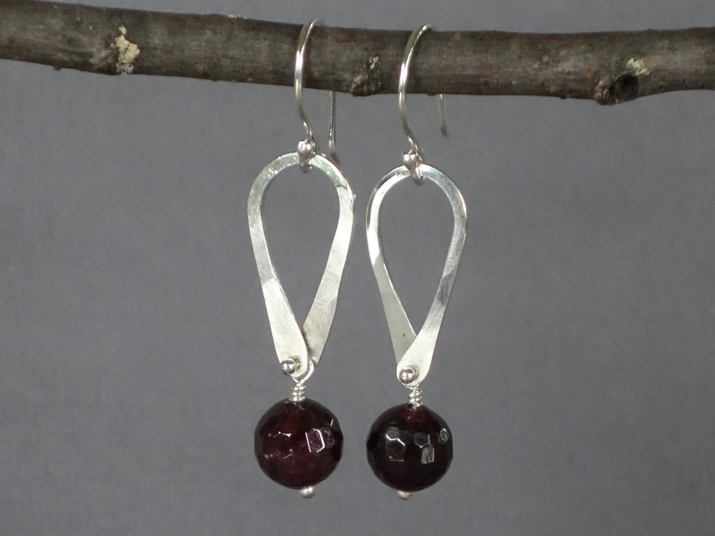 Garnet Earrings, Red Garnet Earrings, Red Earrings, Teardrop Earrings, Opal Dangle Earrings