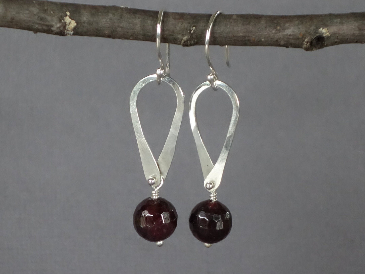 Garnet Earrings, Red Garnet Earrings, Red Earrings, Teardrop Earrings, Opal Dangle Earrings