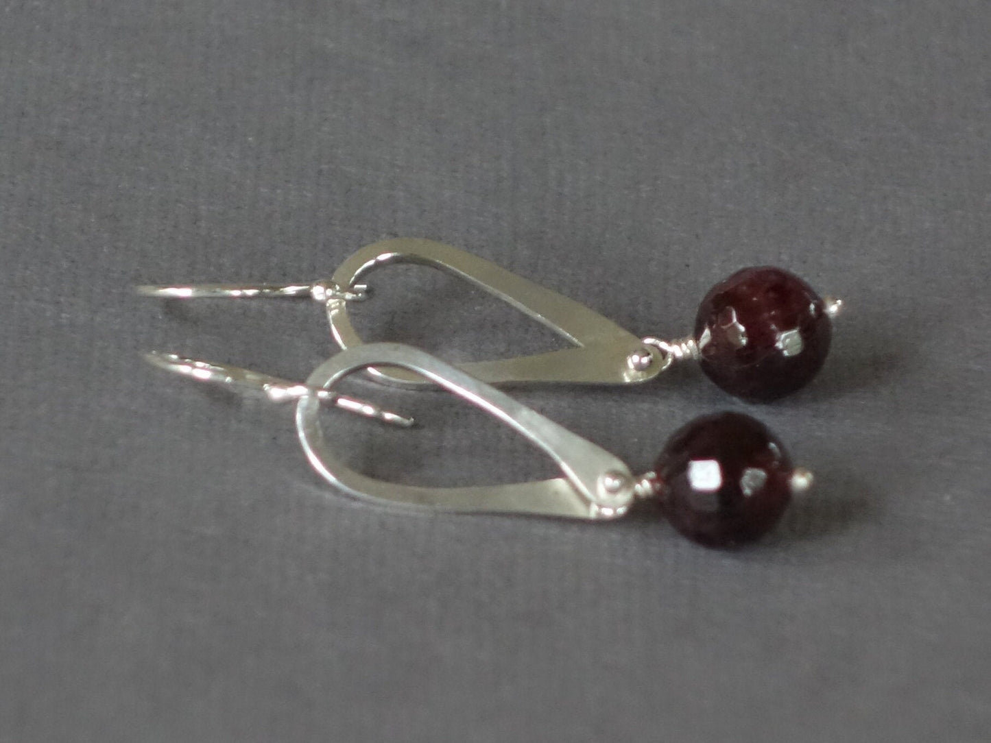 Garnet Earrings, Red Garnet Earrings, Red Earrings, Teardrop Earrings, Opal Dangle Earrings