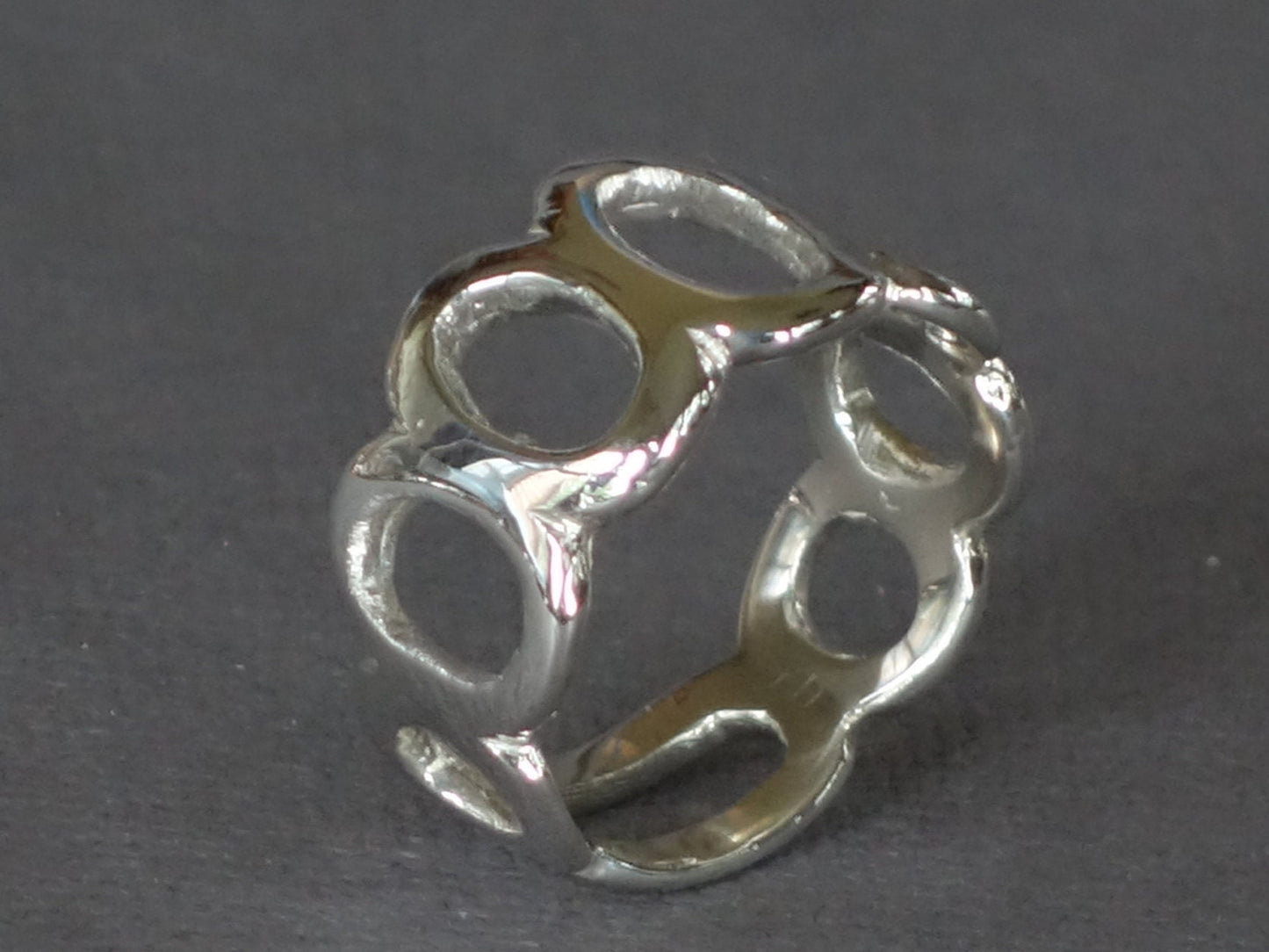 Open Oval Ring, Chunky Silver Ring, Silver Karma Ring, Tapered Band, Silver Band,