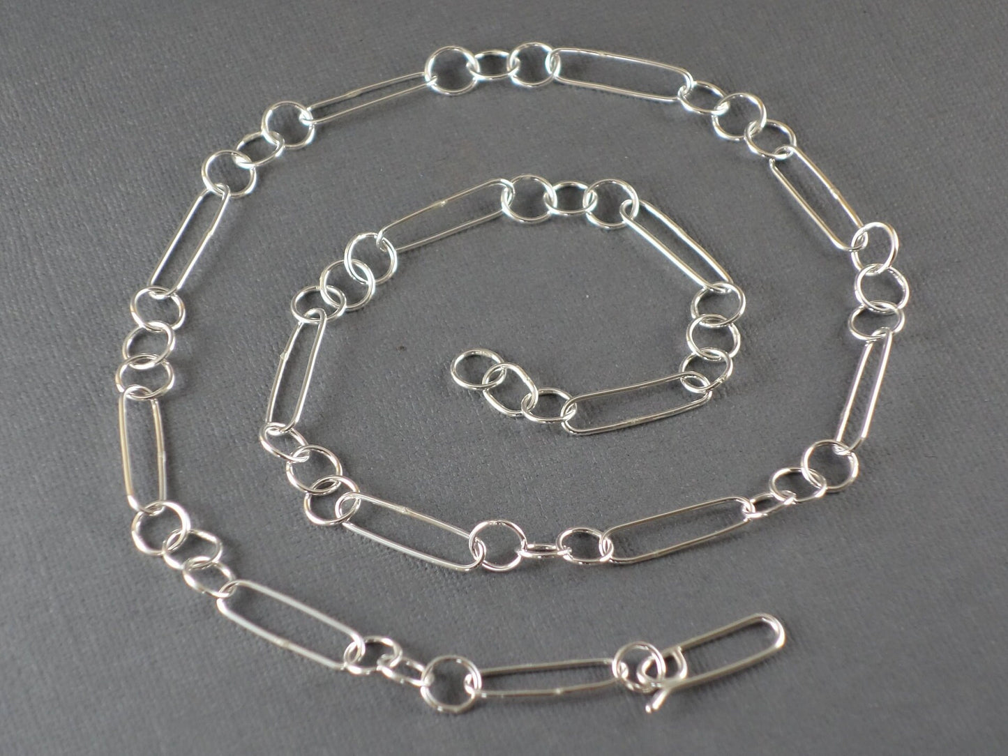 Handmade Chain Necklace, Paperclip Chain, Round Chain, Handmade Silver Chain, Shiny Chain Necklace,