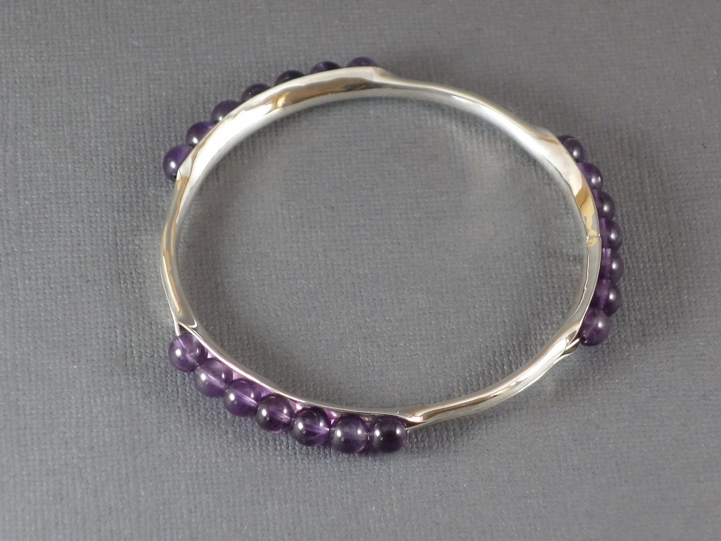 Amethyst Bracelet, Amethyst Bangle, Anticlastic Bangle, Shiny Bangle, Purple Bangle, Gemstone Bangle
