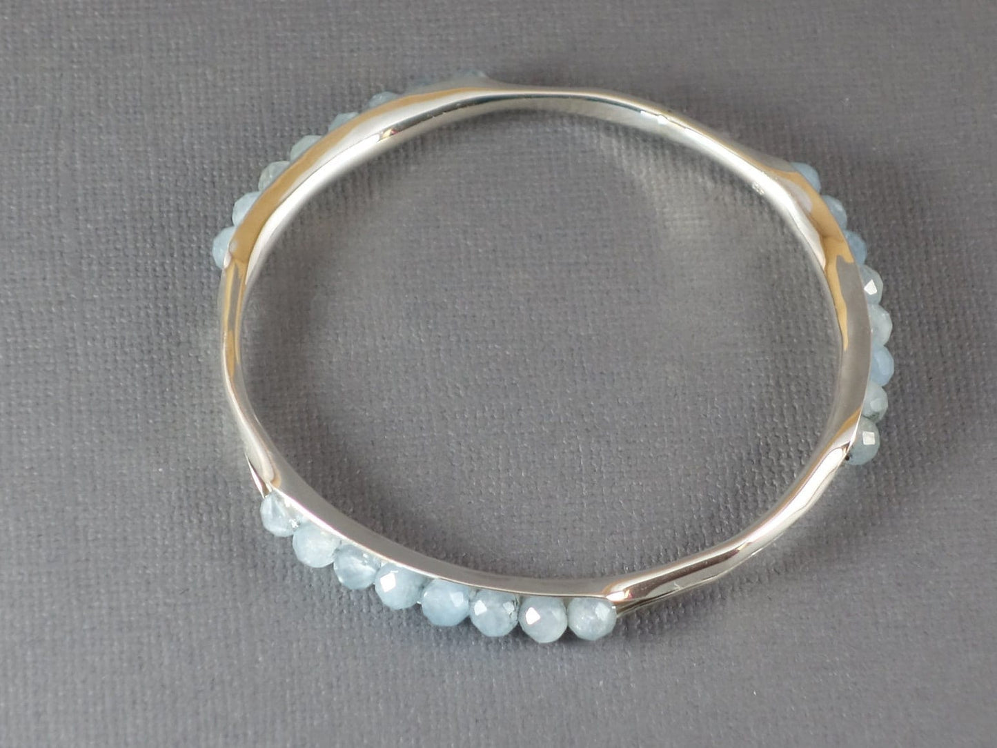 Aquamarine Bracelet, Aquamarine Bangle, Blue Bangle, Blue Bracelet, Anticlastic Bangle, Light Blue, Shiny Bangle, Gemstone Bangle