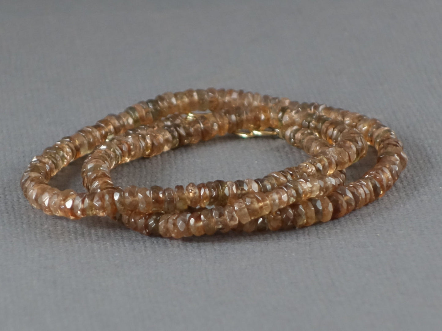Andalusite Necklace with 14k Gold Clasp, Beaded Andalusite Necklace, 18 inches, Peach Necklace, Brown Necklace, Khaki Necklace,