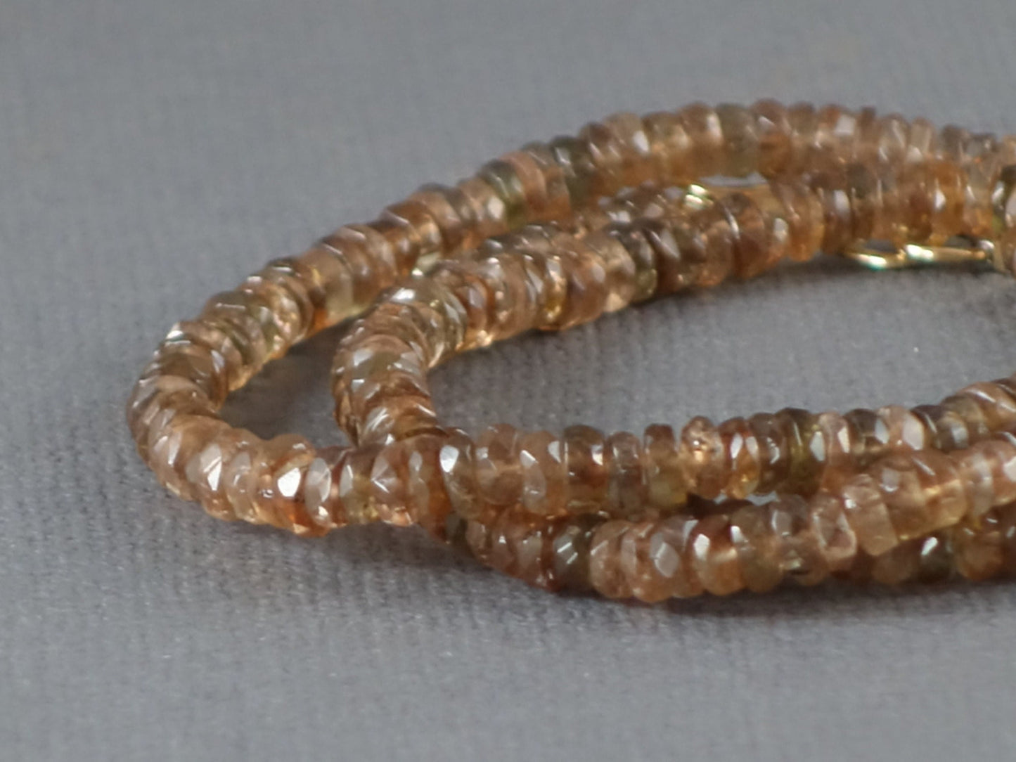 Andalusite Necklace with 14k Gold Clasp, Beaded Andalusite Necklace, 18 inches, Peach Necklace, Brown Necklace, Khaki Necklace,