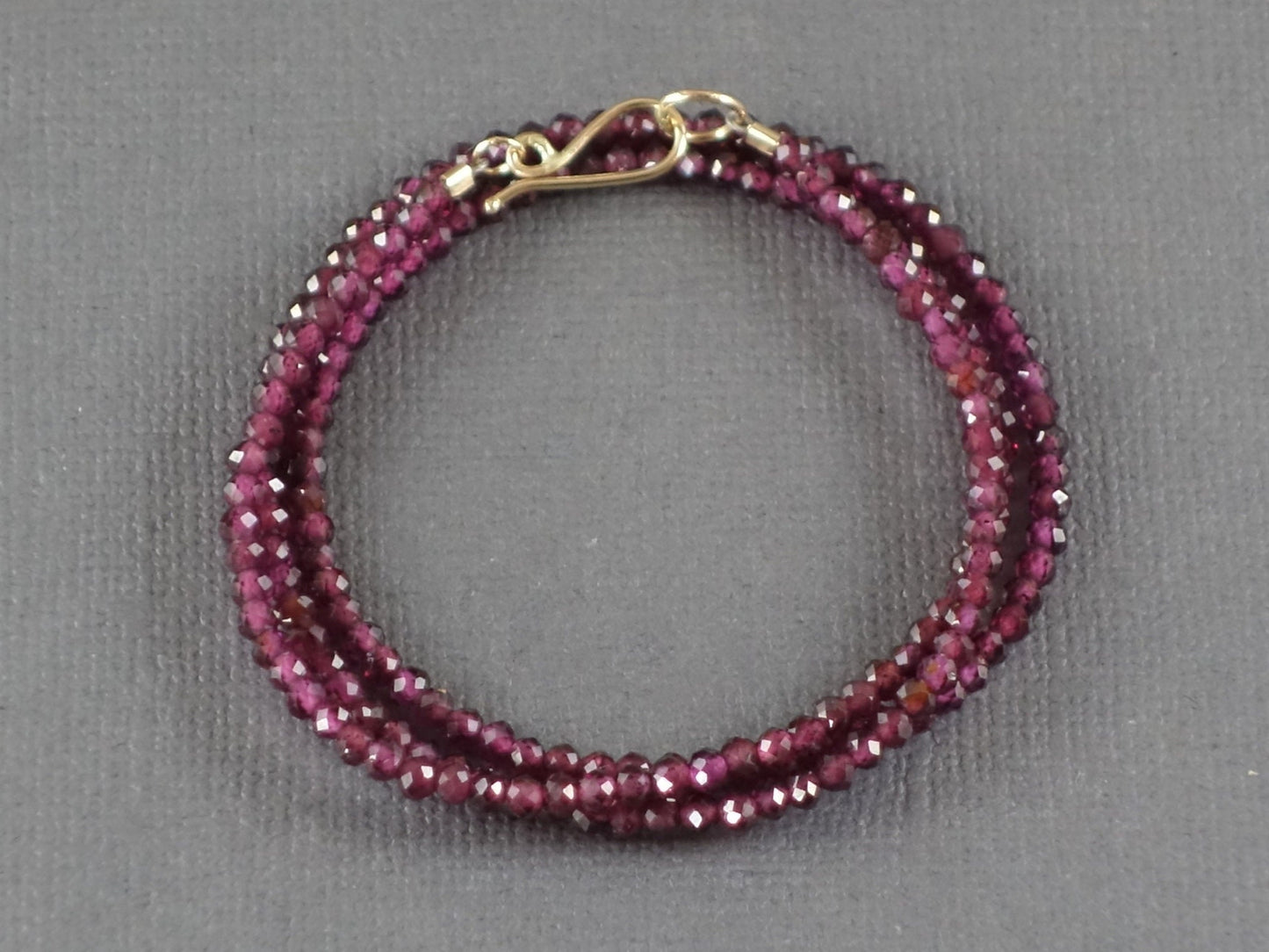 Garnet Necklace with 14k Yellow Gold Clasp, Faceted Garnet Necklace, Beaded Garnet Necklace,