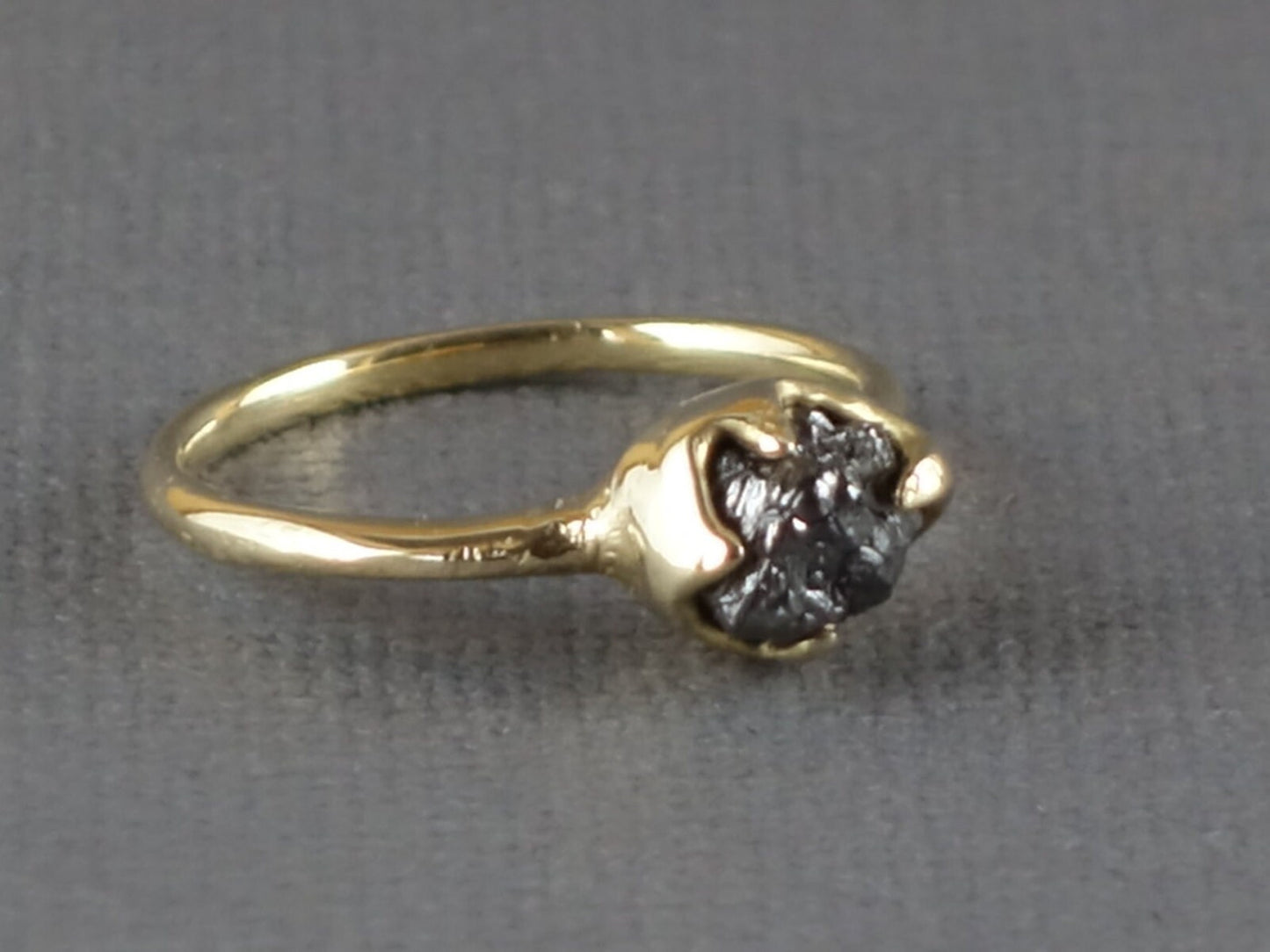 Raw Black Diamond Ring, Alternative Engagement Ring, Raw Gemstone ring, Raw Diamond ring, Diamond Engagement Ring, Uncut Sapphire Ring
