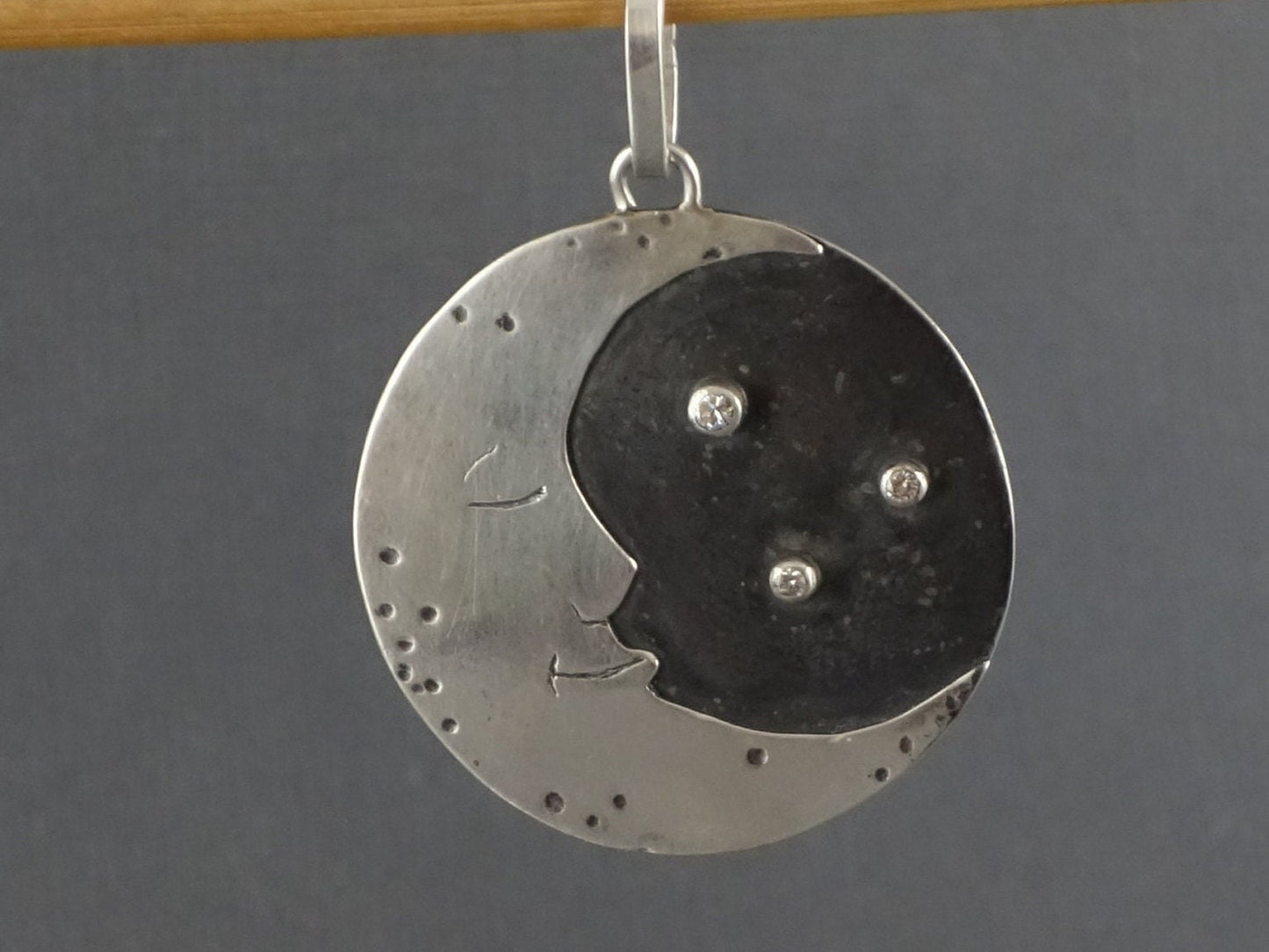 Celestial pendant, 2 sided sun and moon, Sun Pendant, Man in the moon Pendant, Moon Necklace, Double sided pendant, Large Pendant,