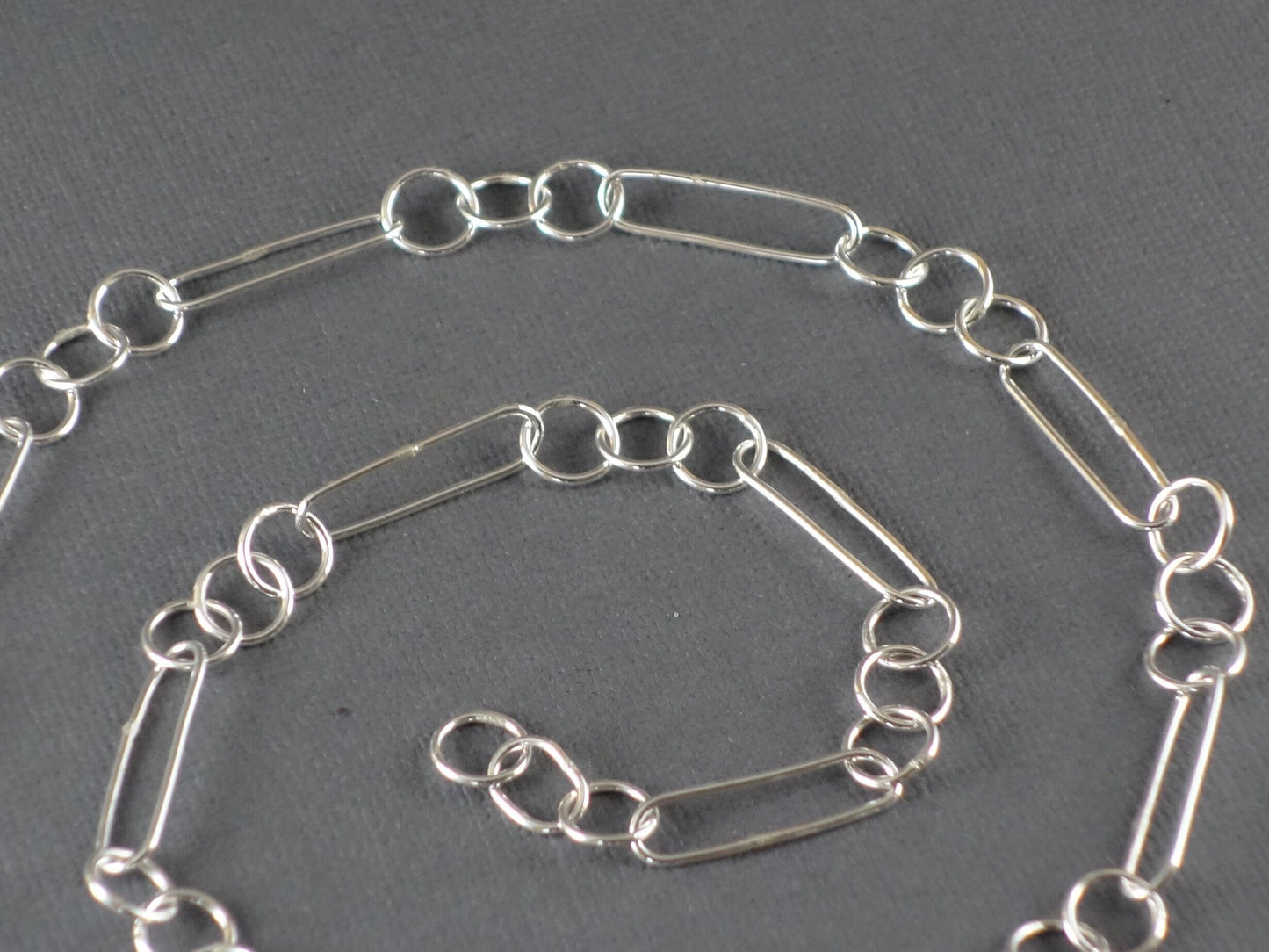 Handmade Chain Necklace, Paperclip Chain, Round Chain, Handmade Silver Chain, Shiny Chain Necklace,