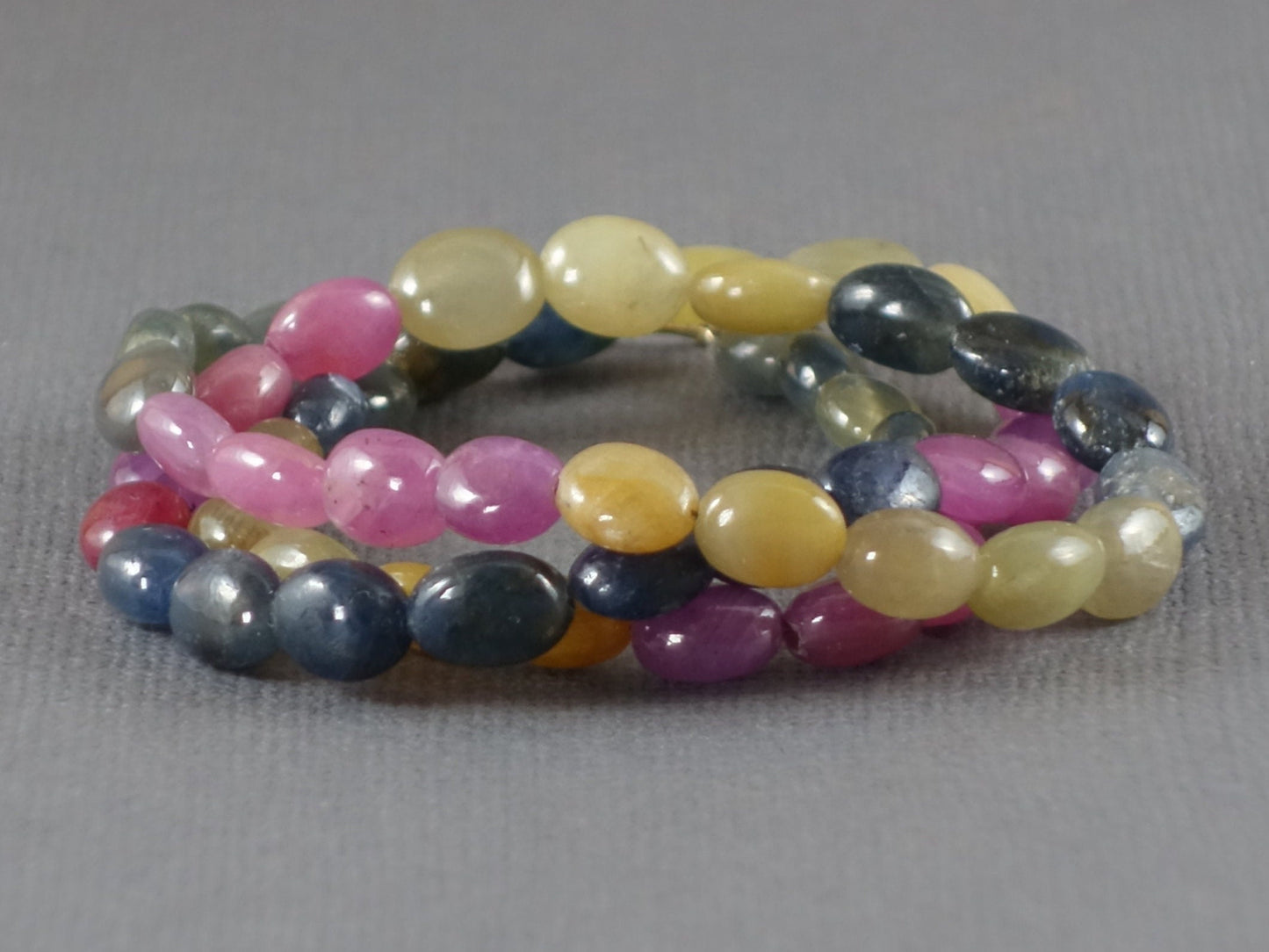 Rainbow Sapphire Necklace with 14k yellow gold clasp, Sapphire Necklace with Gold Clasp, Blue Sapphire necklace, Pink Sapphire Necklace
