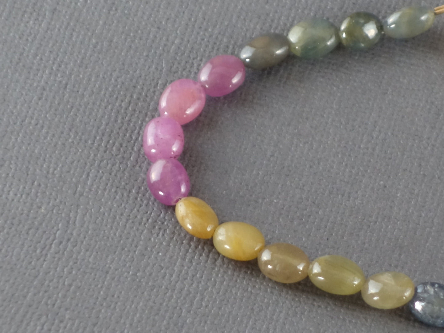 Rainbow Sapphire Necklace with 14k yellow gold clasp, Sapphire Necklace with Gold Clasp, Blue Sapphire necklace, Pink Sapphire Necklace