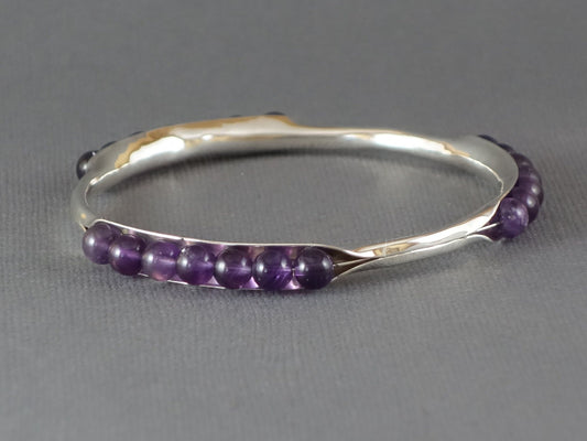 Amethyst Bracelet, Amethyst Bangle, Anticlastic Bangle, Shiny Bangle, Purple Bangle, Gemstone Bangle