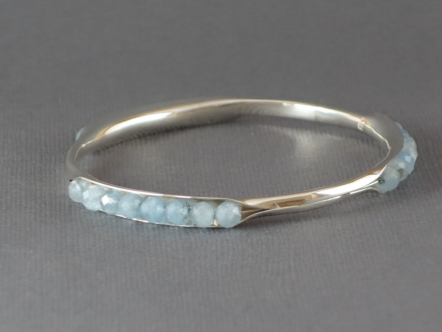 Aquamarine Bracelet, Aquamarine Bangle, Blue Bangle, Blue Bracelet, Anticlastic Bangle, Light Blue, Shiny Bangle, Gemstone Bangle