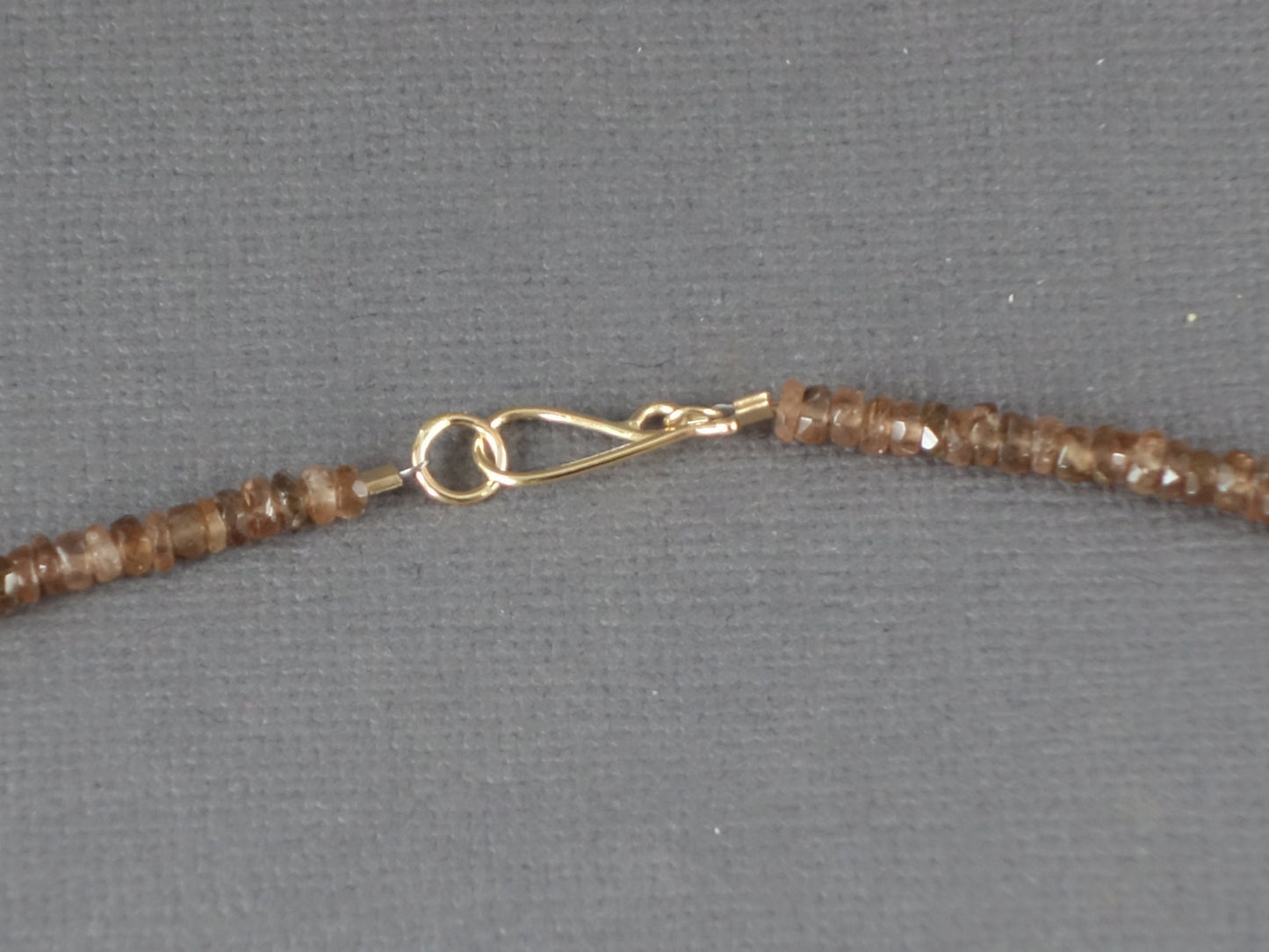 Andalusite Necklace with 14k Gold Clasp, Beaded Andalusite Necklace, 18 inches, Peach Necklace, Brown Necklace, Khaki Necklace,