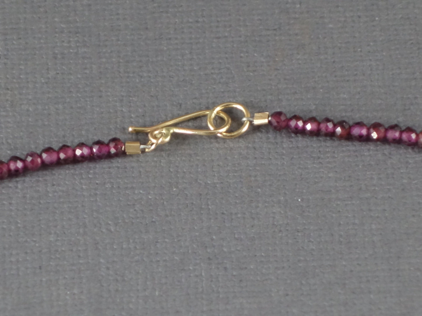 Garnet Necklace with 14k Yellow Gold Clasp, Faceted Garnet Necklace, Beaded Garnet Necklace,