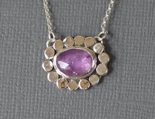 Amethyst Pendant, Amethyst Necklace, Flower Pendant, Flower Necklace,