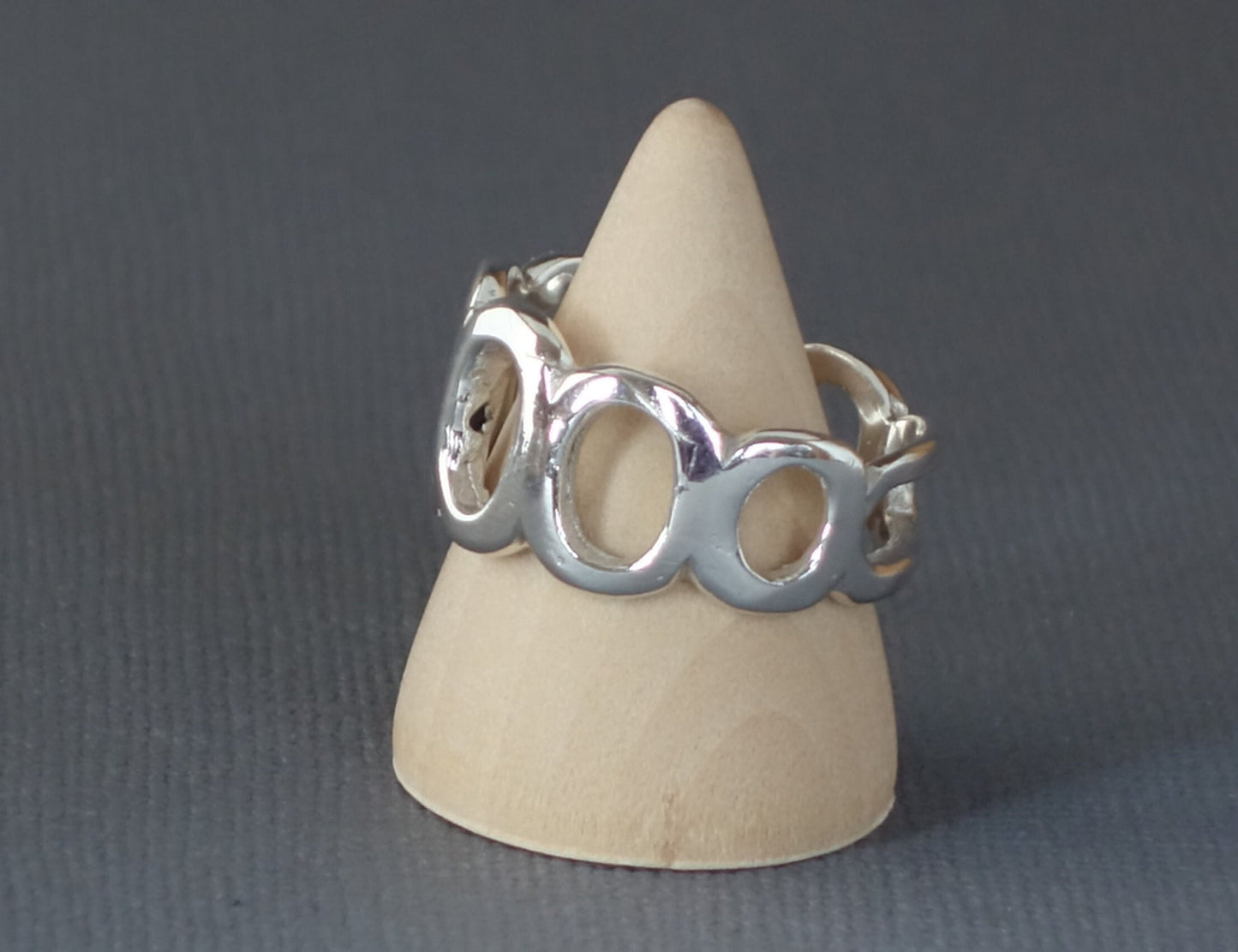Open Oval Ring, Chunky Silver Ring, Silver Karma Ring, Tapered Band, Silver Band,
