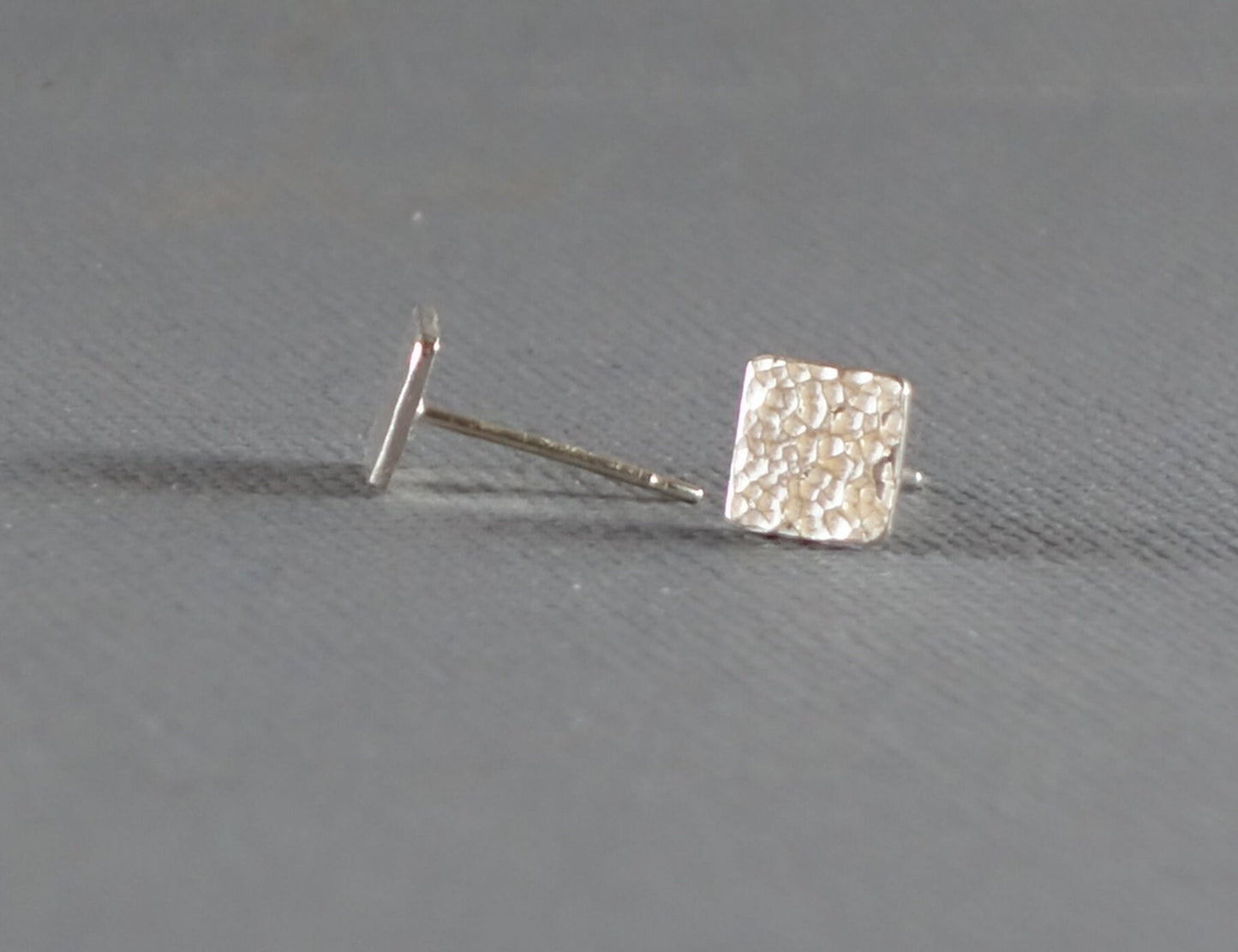 Silver Square Studs, Shiny Silver Square Post Earrings