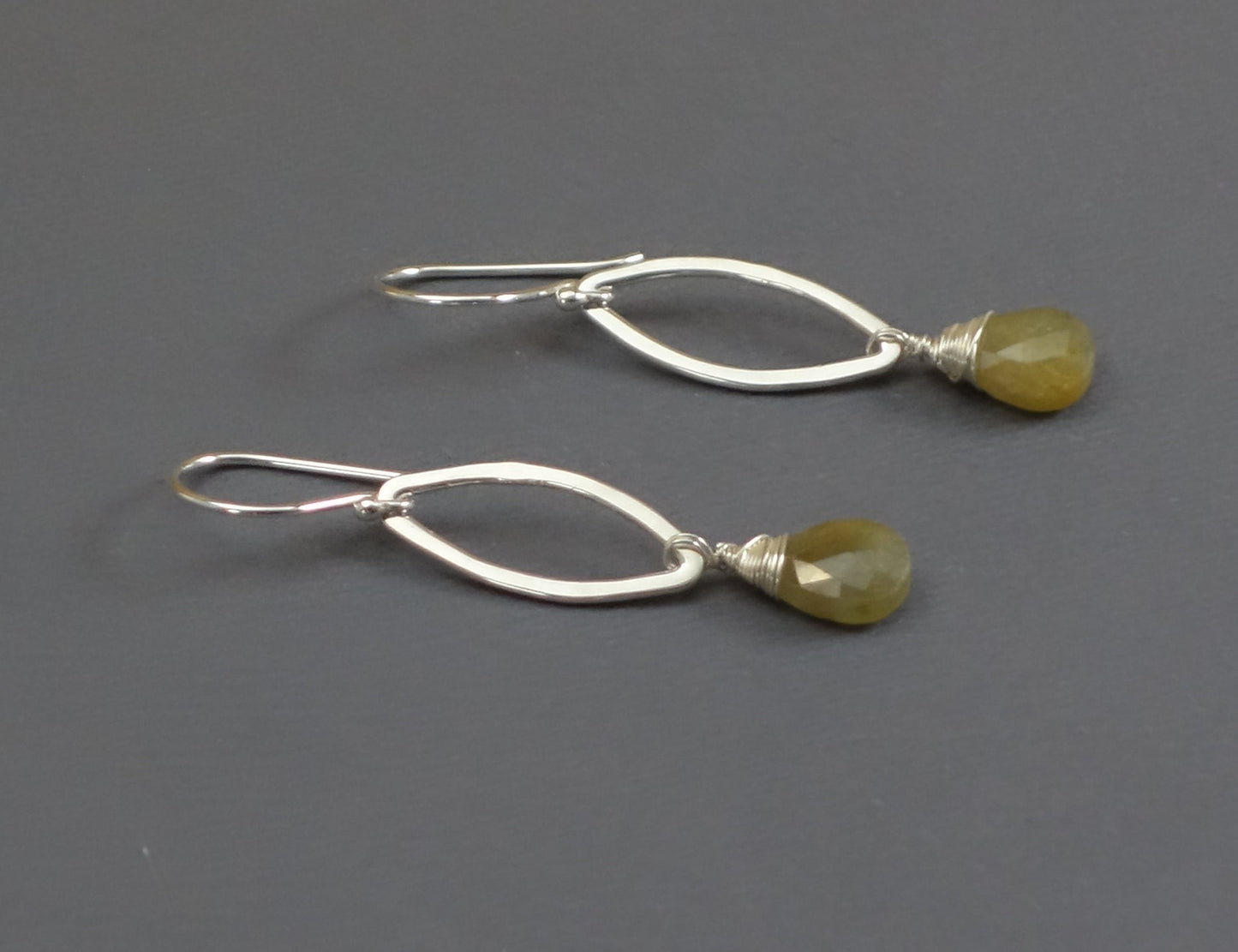 Sapphire Earrings, Yellow Sapphire Dangle Earrings