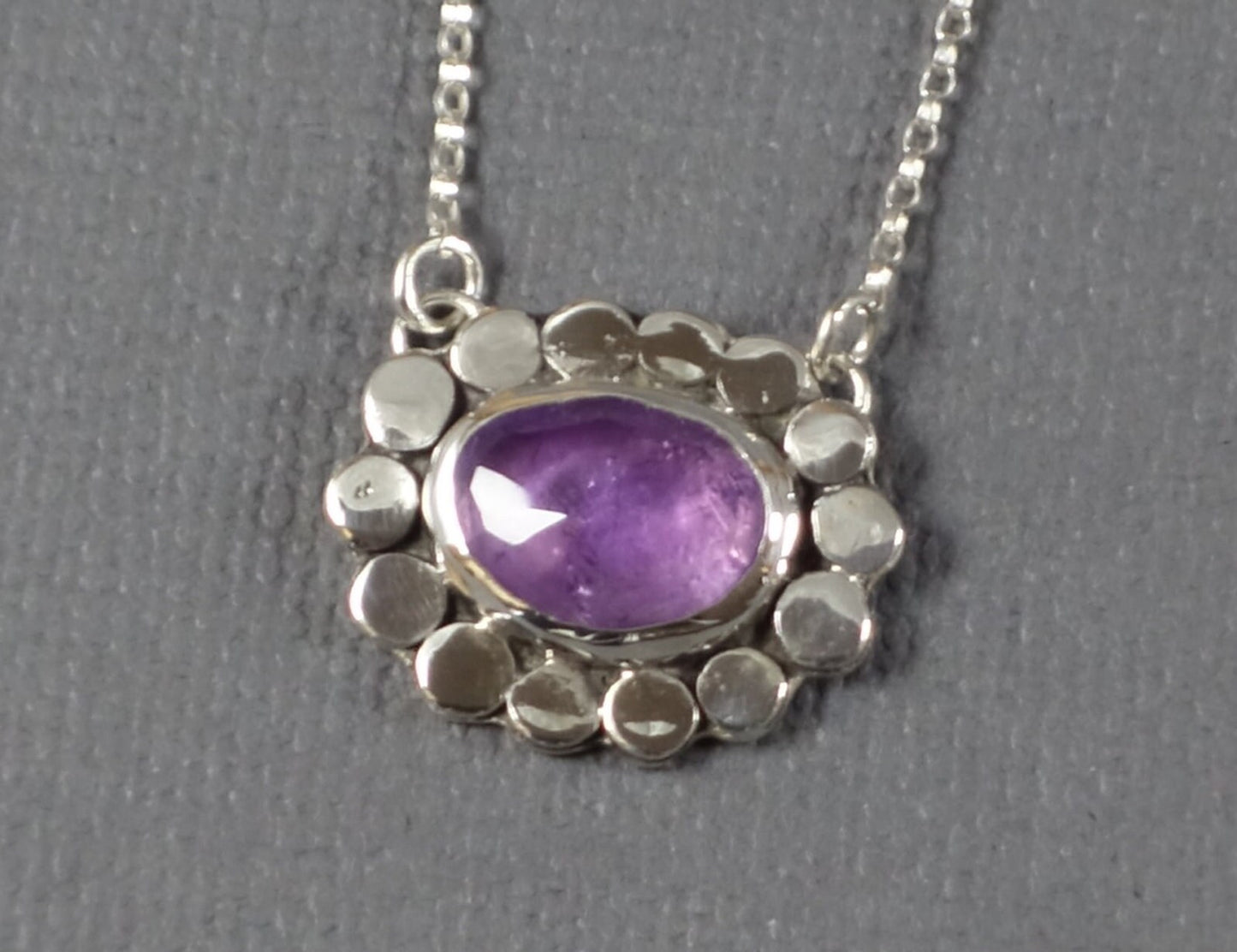 Amethyst Pendant, Amethyst Necklace, Flower Pendant, Flower Necklace,