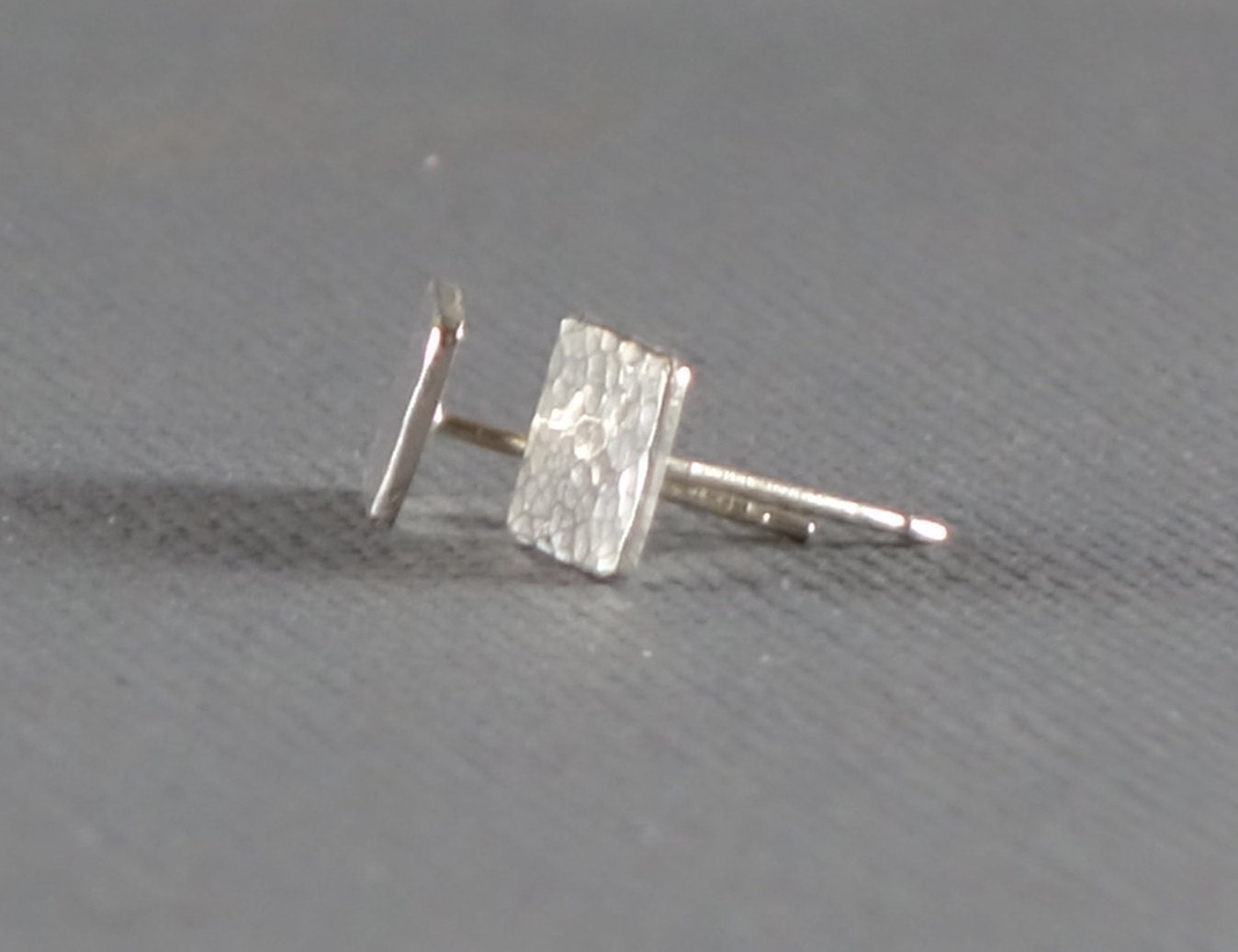 Silver Square Studs, Shiny Silver Square Post Earrings