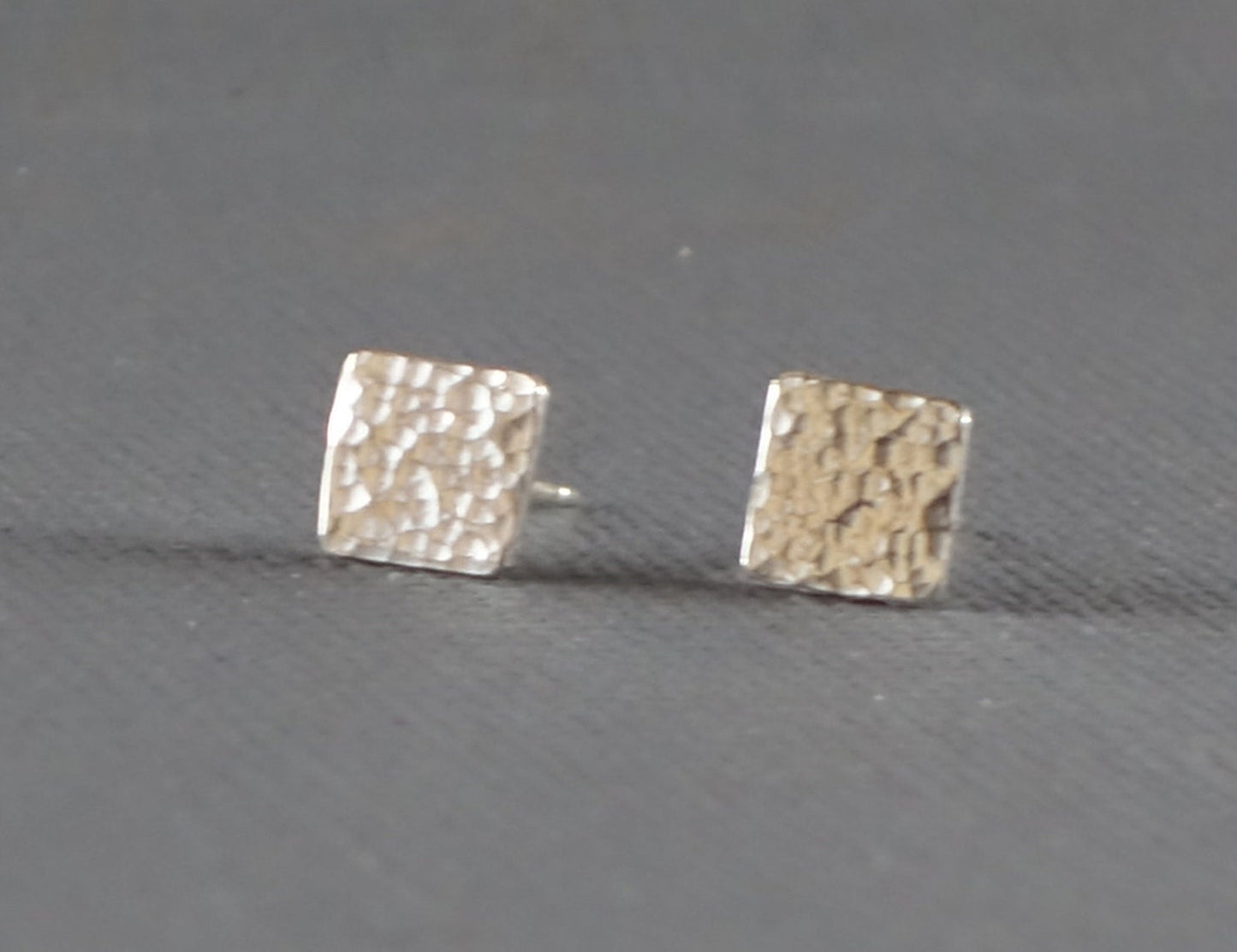 Silver Square Studs, Shiny Silver Square Post Earrings