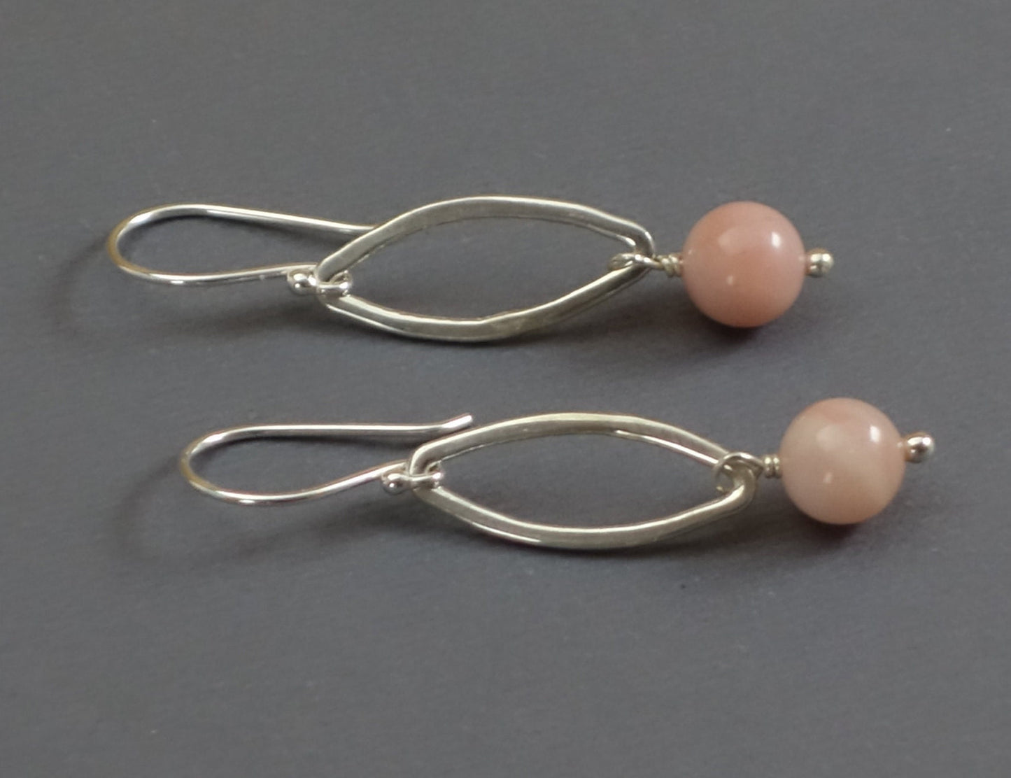 Opal Earrings, Pink Opal Dangle Earrings, Shiny Marquis Earrings with Pink Opal Dangle