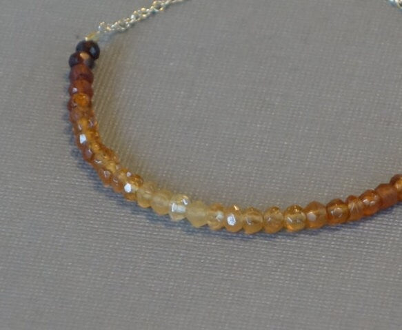 Ombre Bracelet, Garnet Bracelet, Hessonite Garnet Bracelet, 14k Yellow Gold