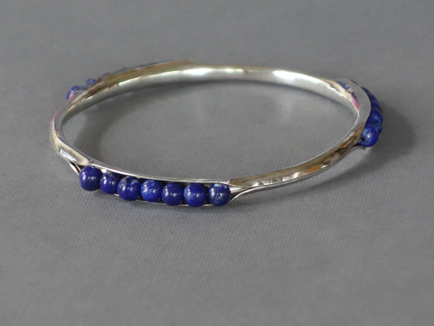 Lapis Bracelet, Anticlastic Lapis Bangle, Metalwork Bangle, Blue Bracelet, Blue Bangle, Anticlastic Bangle