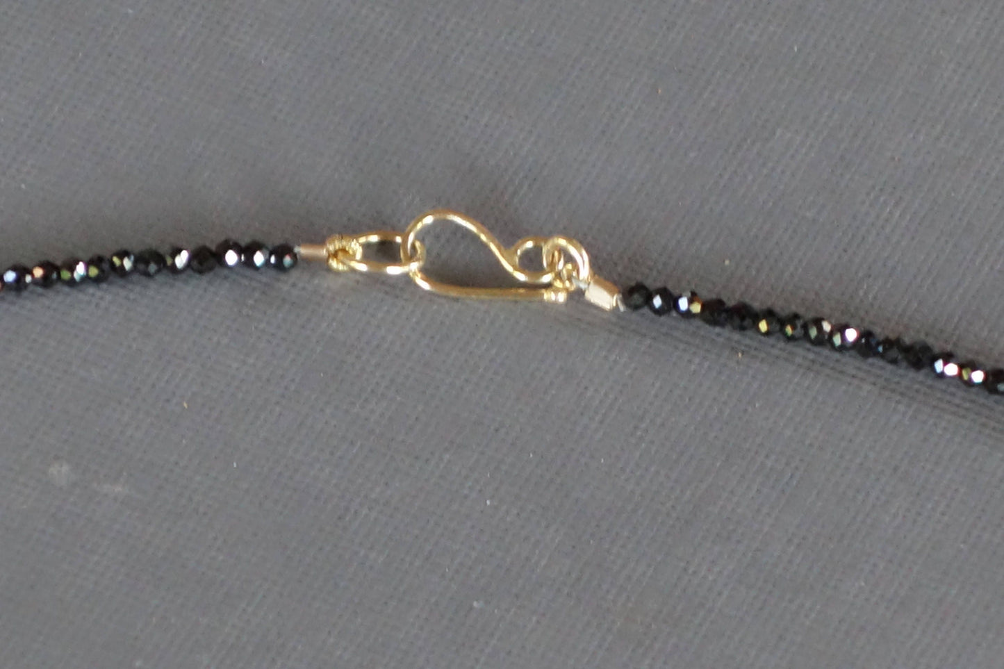 Black Spinel Necklace with 14k yellow gold clasp, Faceted Spinel Necklace