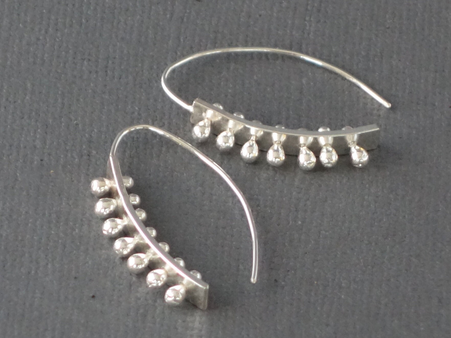 Silver Curved Bar Earring, Silver Long Bar Earrings, Silver bar Dangle, Pinned Earrings