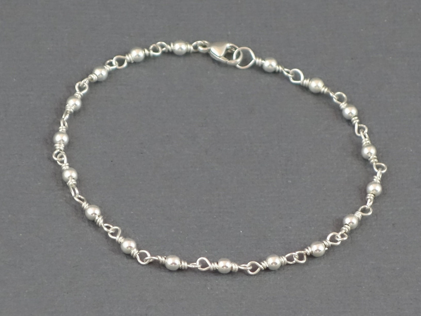 Shiny Silver Bracelet, Silver Wire Wrapped Bracelet, Silver Bead Bracelet, Silver Bracelet, Silver Beaded bracelet