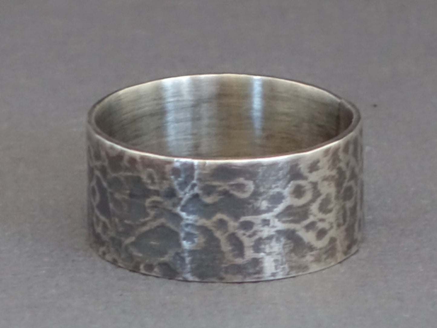 Wide Floral Band, Wide Silver Band, Cherry Blossom ring, Nature Ring, Silver Band Ring, Unisex Band, Textured Band, Wedding Band