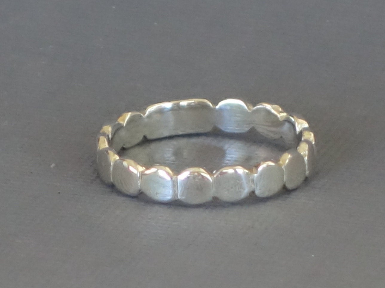 Silver Dot Ring, Flat Bead Ring, Sterling Silver Dot Ring, Silver Stacking Ring, Thin Silver Band, Bead Band,