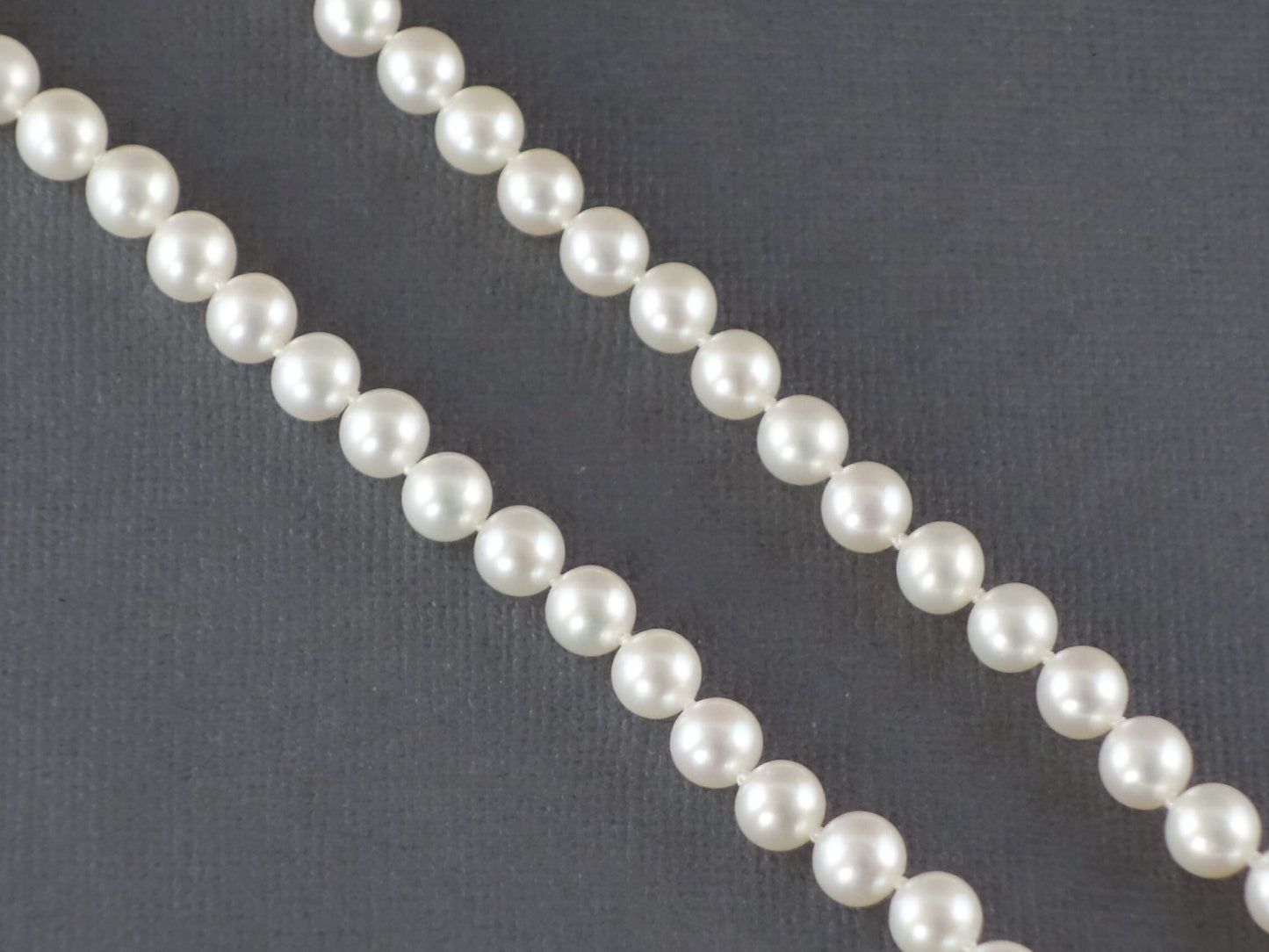 Pearl Necklace, White Pearl Necklace, Bridal Pearl Necklace, White Gold Clasp, Silk knotted,