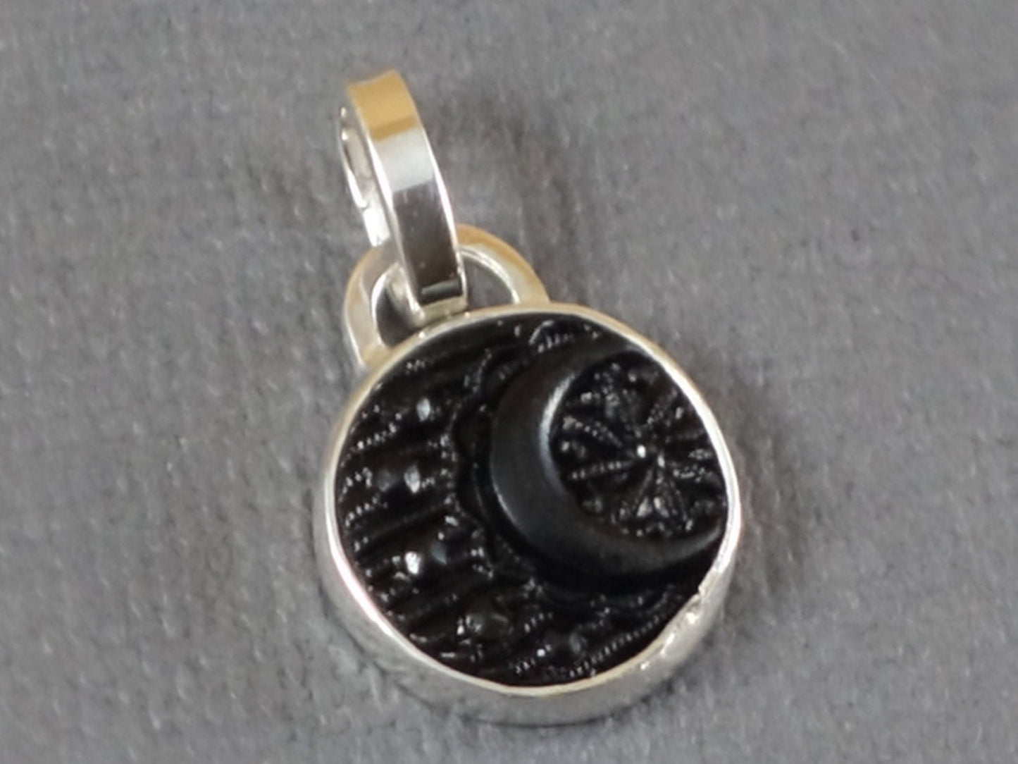 Moon Pendant, Antique Glass Button Pendant, Button Pendant, Celestial Pendant, Moon and Star Pendant