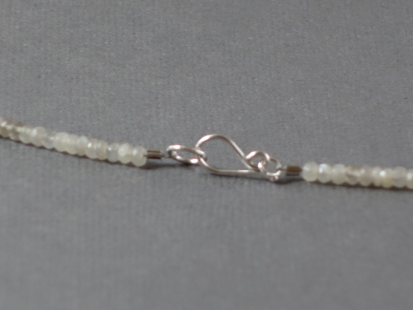 Moonstone Necklace with 14k Gold Clasp, Beaded Moonstone Necklace, 17.75 inches, Gray Moonstone Necklace, Gray Necklace