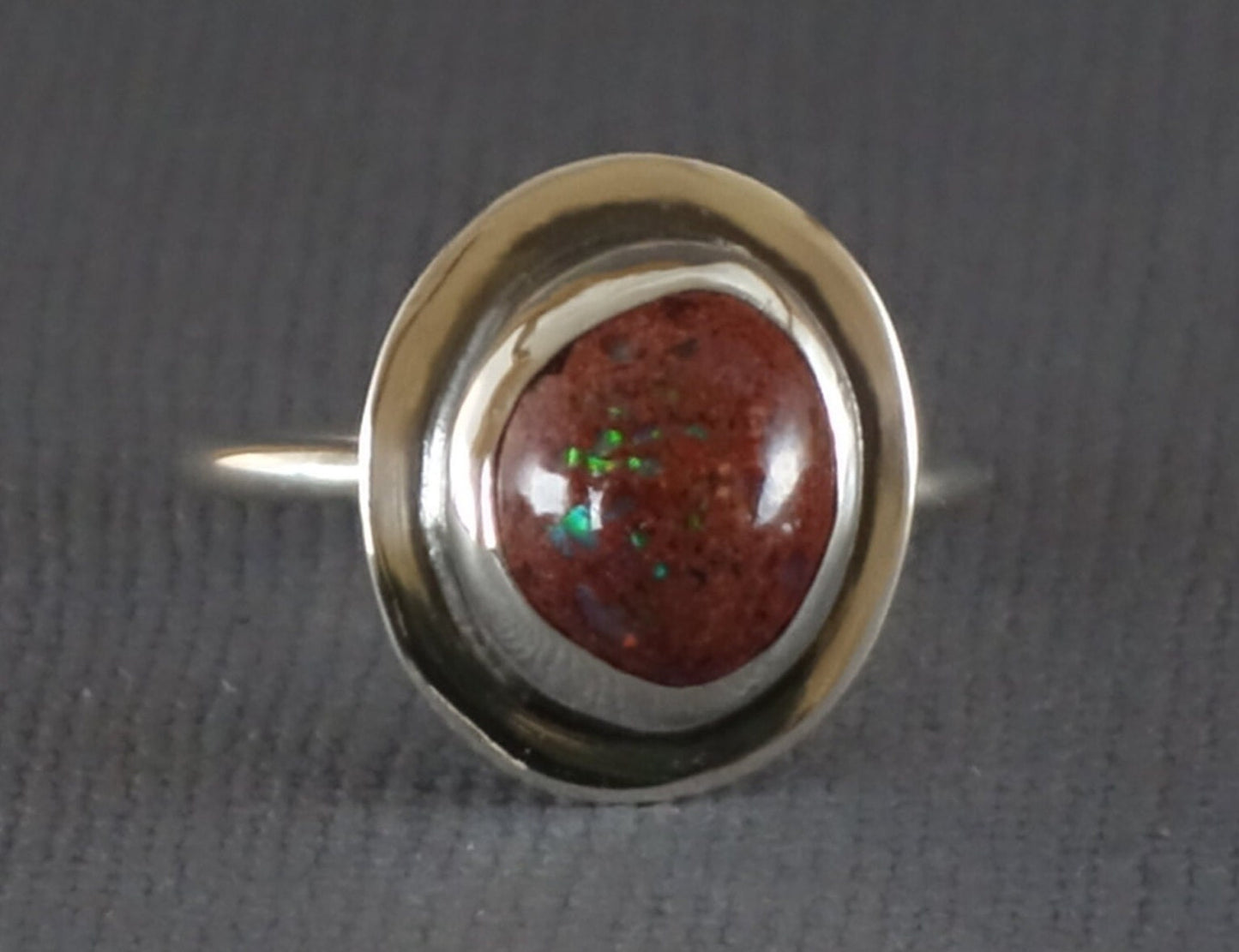 Mexican Opal Ring, Silver Opal Ring, Opal Ring, size 7